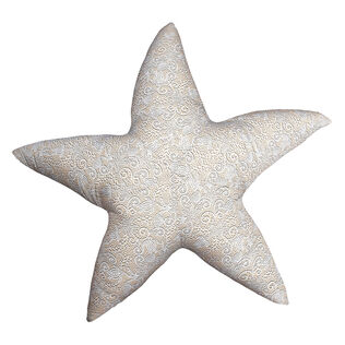 Cojín beige en forma de estrella de mar con estampado Lace Effect Blanco vista frontal