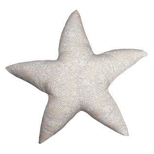 Coussin étoile de mer beige Broderies Anglaises - VBQ x MX HOME Blanc vue de face
