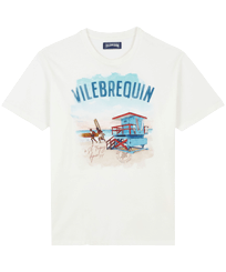 Camiseta de algodón con estampado Malibu Lifeguard para hombre Off white vista frontal