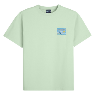 Unisex Cotton T-Shirt Wave - Vilebrequin x Maison Kitsuné Ice blue front view