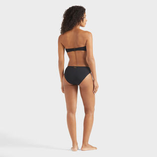Top bikini donna a fascia tinta unita con anello Nero vista indossata posteriore