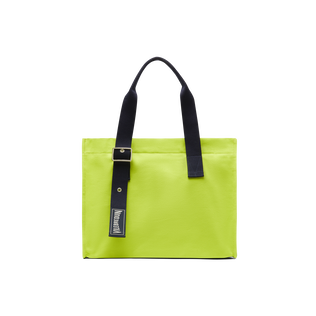 Borsa da spiaggia piccola in cotone tinta unita Verde brillante vista frontale