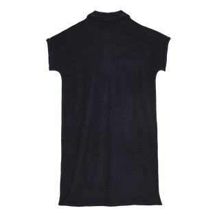 Robe polo éponge unie femme Noir vue de dos