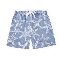 Bermudashorts aus leichtem Denim mit Starfish-Print für Jungen Bleach denim w4 Vorderansicht