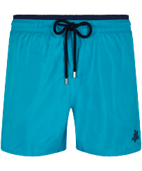 Men Swimwear Solid Bicolore Ming blue front view