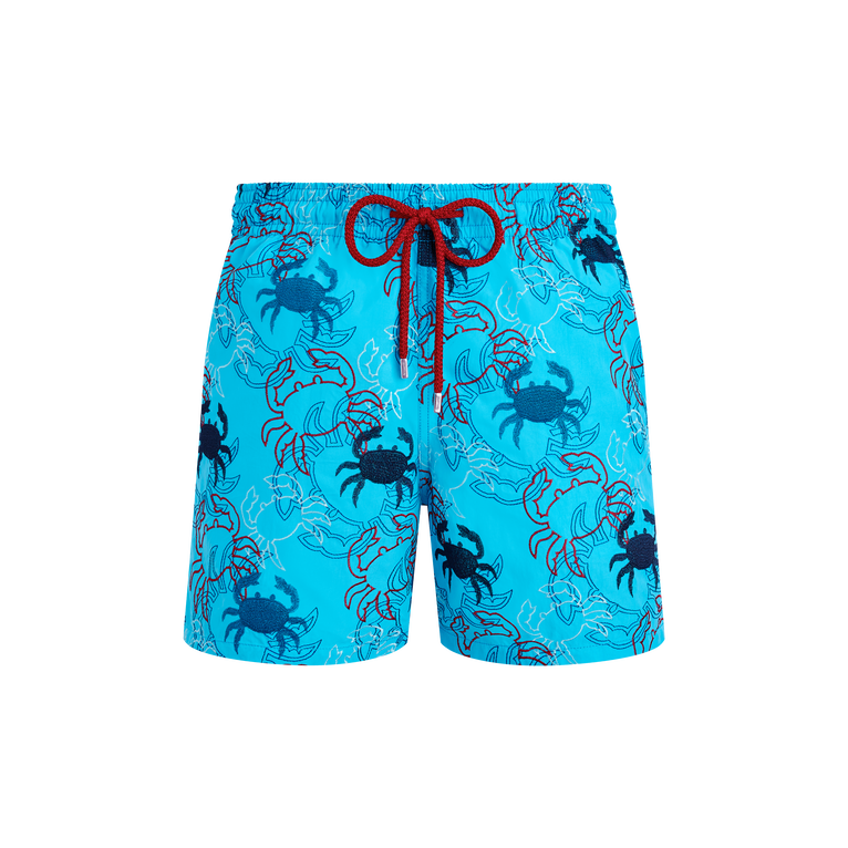Vilebrequin Men Swim Shorts Embroidered Crab Balloons - Swimming Trunk - Mistral - Blue - Size XL