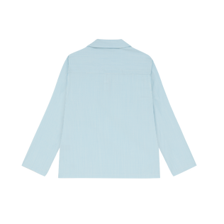 Men Wool Peajacket Shirt Micro Rayures Tailoring Blue topaz back view