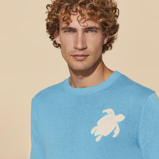Maglione girocollo uomo in cotone e cashmere Turtle Blu di saint tropez dettagli vista 1
