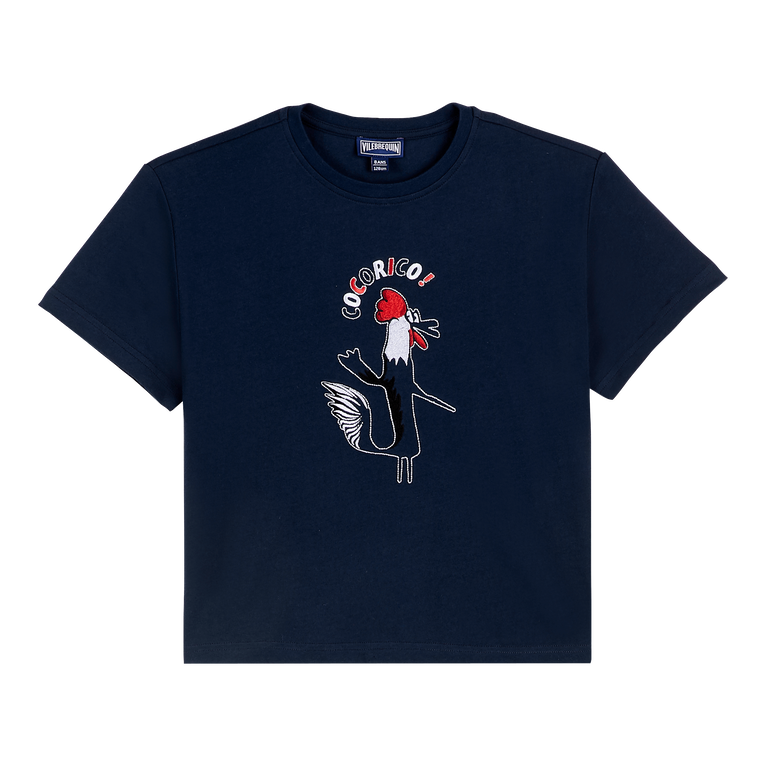 Boys Organic Cotton T-shirt Cocorico! - Tee Shirt - Teddy - Blue - Size 2 - Vilebrequin