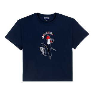 T-shirt bambino in cotone biologico Cocorico! Blu marine vista frontale