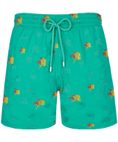 Pantaloncini mare uomo ricamati Piranhas - Edizione limitata Tropezian green vista frontale