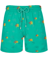 Men Swim Shorts Embroidered Piranhas - Limited Edition Tropezian green front view