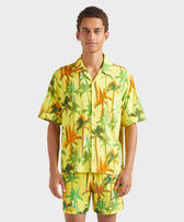 Camisa de algodón con estampado Palms Offset para hombre Sol vista frontal desgastada