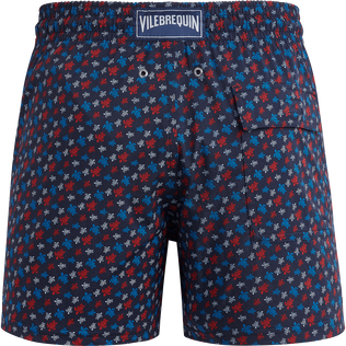 Men Stretch Swim Trunks Micro Ronde Des Tortues Rainbow Navy back view