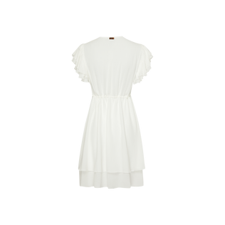 女士纯色粘胶纤维飘逸连衣裙 Off white 后视图