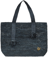 Sac de plage en raphia Bleu marine vue de face