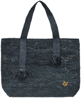 Raffia Unisex Beach Bag Navy front view