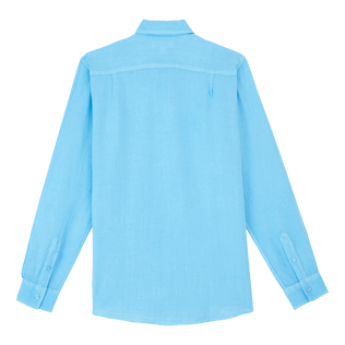 Camisa de lino lisa para hombre Santorini vista trasera
