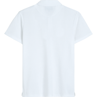 Solid Polohemd aus Jacquard für Herren Weiss Rückansicht