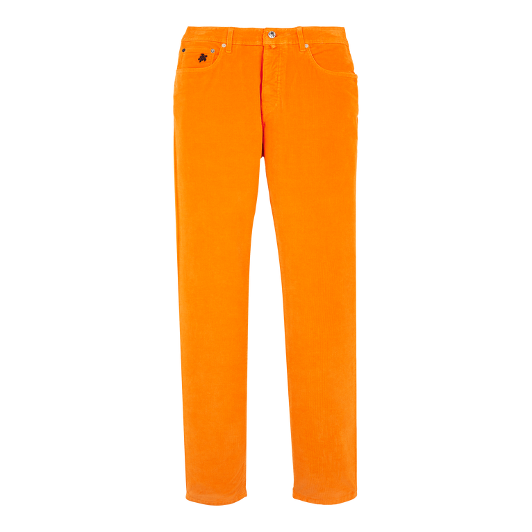 Pantaloni Uomo A 5 Tasche In Velluto A Coste 1500 Righe - Jean - Gbetta18 - Arancione