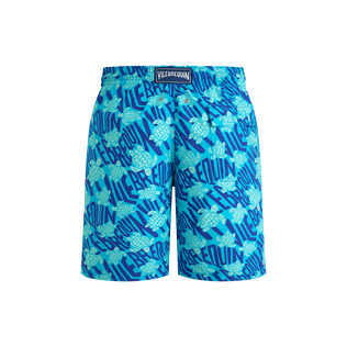 Lange Badeshorts mit Ronde Des Tortues-Logo für Herren Blue topaz Rückansicht