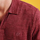 Polo en punto de lino de color liso para hombre Heather burgundy detalles vista 2