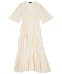 Women Cotton Maxi Dress Chalk front view