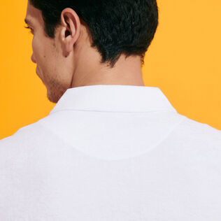 Solid Polohemd aus Jacquard für Herren Weiss Details Ansicht 2