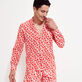 Men Others Printed - Unisex Cotton Voile Summer Shirt Attrape Coeur, Poppy red front worn view