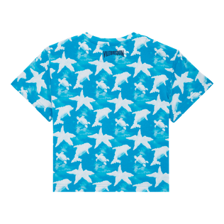 Boys Cotton T-Shirt Clouds Hawaii blue back view