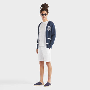 Bermudas de chándal para hombre en tejido de gabardina Blanco detalles vista 1