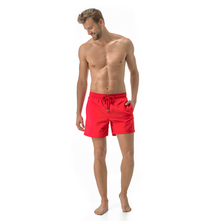 Men Swimwear Solid Poppy red front worn view