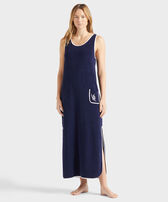 Vestito donna a canotta in spugna VBQ Line Blu marine vista frontale indossata