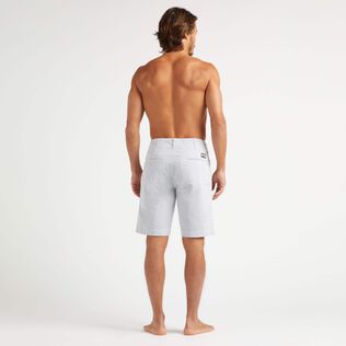 Bermuda en coton rayé homme Seersucker  Bleu jean vue portée de dos
