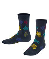 Calcetines con estampado Rondes des Tortues Multicolores para niños: Vilebrequin x Falke Midnight blue vista frontal desgastada