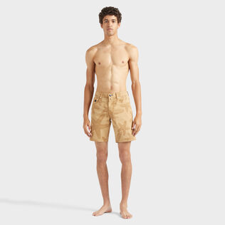 Men Bermuda Shorts Starfish Darkening Printed Gabardine Mocha front worn view