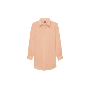 女士纯色亚麻衬衫裙 Blush 正面图