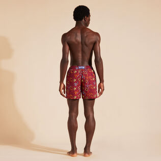Men Swim Shorts Embroidered Noumea Sea - Limited Edition Merlot back worn view