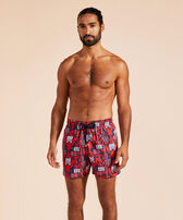 Men Stretch Swim Shorts Graphic Lobsters Navy front worn view