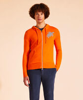 Men Full Zip Cotton Cashmere Cardigan Carrot front worn view