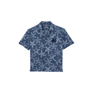 Hemd aus leichtem Denim mit Starfish-Print Bleach denim w4 Vorderansicht