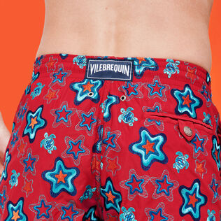 Costume da bagno uomo ricamato Stars Gift - Edizione limitata Burgundy dettagli vista 3