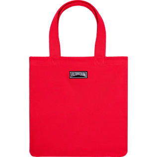 Sac de plage en coton femme uni - Vilebrequin x Ines de la Fressange Coquelicot vue de dos