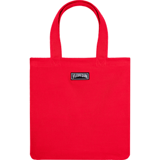 Women Organic Cotton Beach Bag- Vilebrequin x Ines de la Fressange Poppy red back view