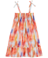 Girls Cotton Dress Ikat Flowers Multicolore vista frontale