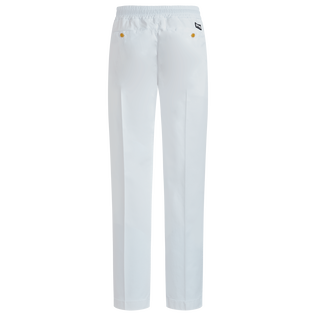 Men Cotton Tencel Pants Solid White back view