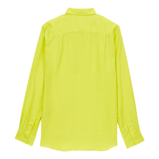 Camisa de lino lisa para hombre Jengibre vista trasera