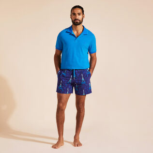 Maillot de bain homme brodé Poulpe Eiffel Minuit vue de détail 1