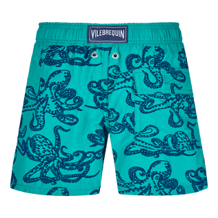 Maillot de bain garçon Poulpes Flocké Emeraude vue de dos