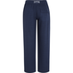 Pantalón unisex de lino de color liso Azul marino vista trasera